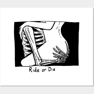 Ride Or Die Biker Skeleton Aesthetic Streetwear Posters and Art